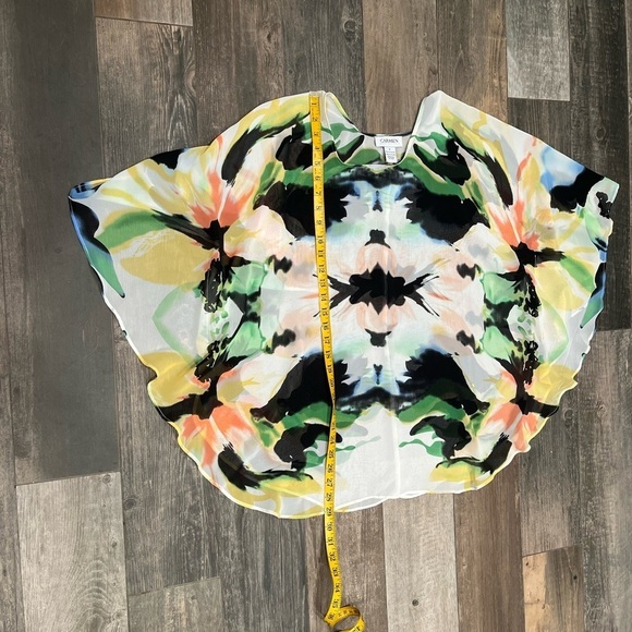 Carmen Marc Valvo Poncho Top Womens Lightweight Sheer Chiffon Angel Sleeve - Picture 5 of 7